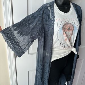 Steel Blue Lace Kimono/Cover up